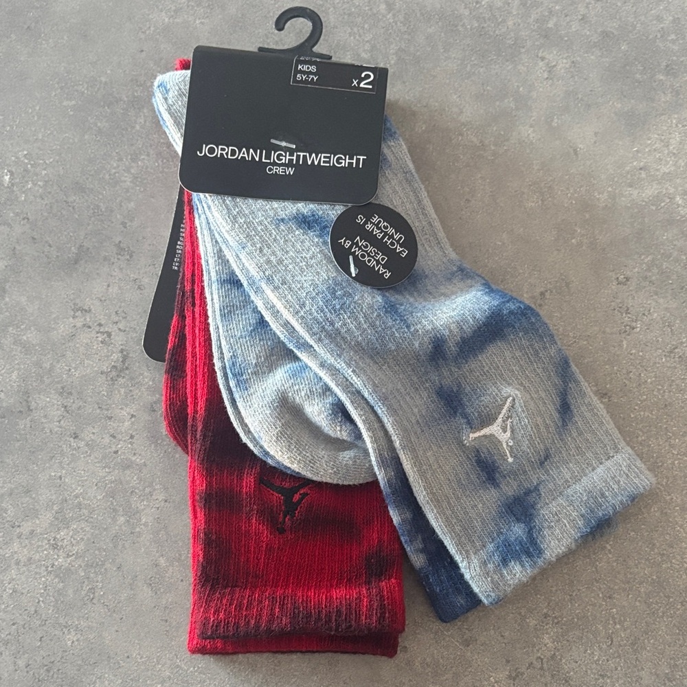 Jordan Lightweight Crew Socks - Red and Blue Tie-Dye